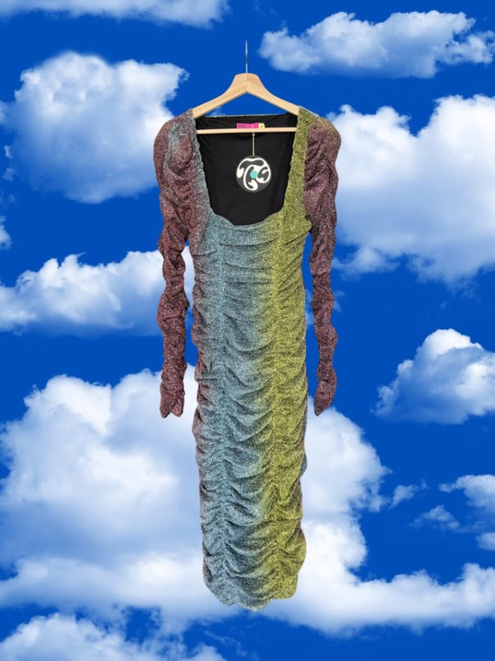 Tyler McGillivary Ruched Multicolor Long Sleeve Dress Size S